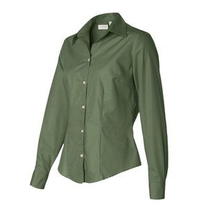 Van Heusen For Her ~ Silky Poplin Button Down Shirt Women's
